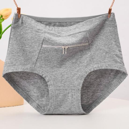 Женское нижнее белье, противоугонные трусики с карманом на молнии и высокой талией, бесшовные эластичные дышащие хлопковые трусы для мамы и бабушки среднего возраста, трусы