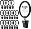 20pcs Metal Curtain Rings with Clips, Drapes Rings 4.5CM Inner Diameter for Curtain Rod, Shower Curtain Wire Hooks Hanging Loop Rings with Clips