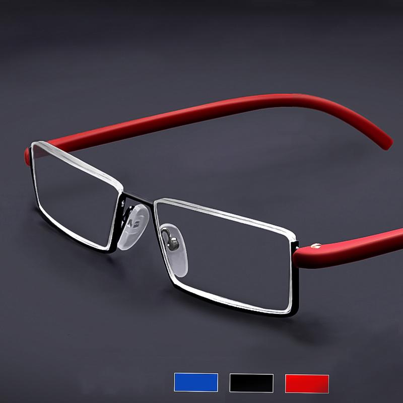 Anti -Blue Light Reading Glasses Tr90 Metal Half Frame Men Prescription Eyeglasses Male Eyewear With Case Diopter +1 .0 To +6 .0