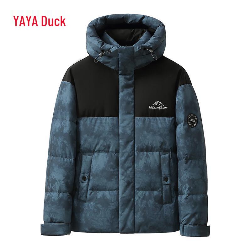 YAYA Men's Winter Colorblock Camo Hooded Down Jacket