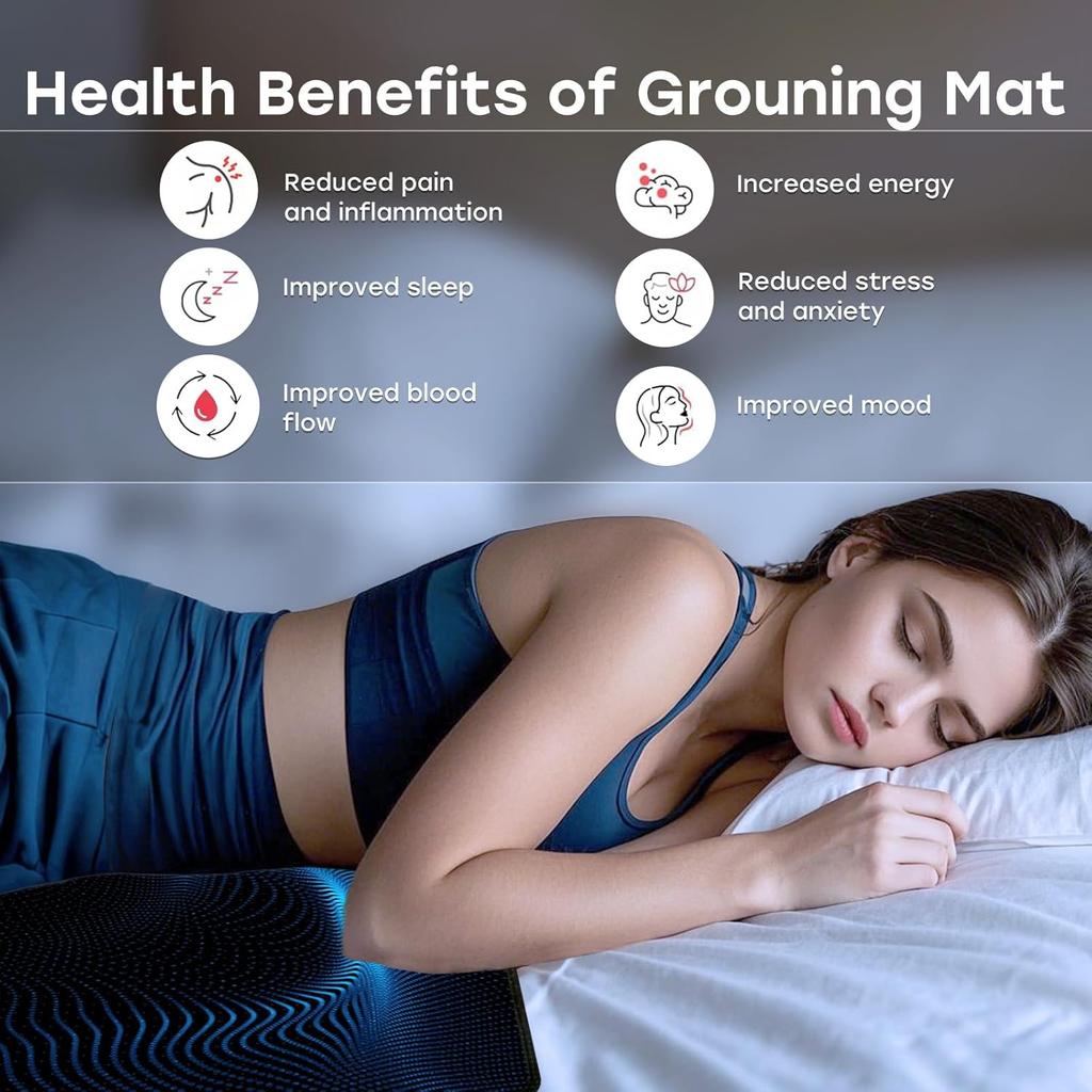 Grounding Mat for Sleep Energy Pain Relief Inflammation Balance Wellness Earth Connection Therapy Home Office Grounding Mattress