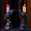 Black Crow Statue Glowing Candlestick LED Candles Lights Halloween Home Decorations Table Lamp Scary Ornaments