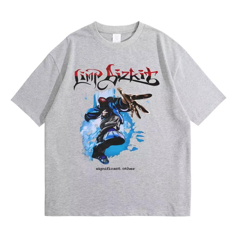 Unisexs And Unisexs Retro Metal Oversized Tshirt Unisexs Highquality Cotton Tshirt Rock Band Limp Bizkit Printed Tshirt