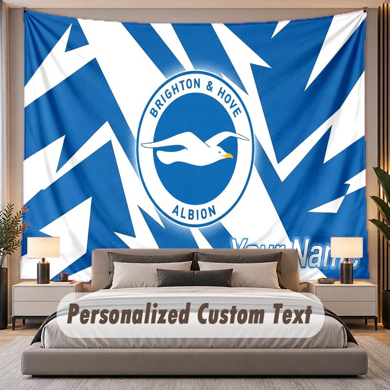 Custom Name Text Tapestry Brighton & Hove Albion Football Personalized Polyester Wall Tapestry For Bedroom And Room