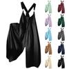 Women's Casual And Fashionable Summer Strap Pants, Solid Color Retro Loose Jumpsuit With Pockets