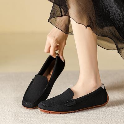 Туфли-одиночки на плоской подошве с квадратным носком, вязаные, трикотажные, повседневные, с мягкой подошвой, обувь Дуду, женская