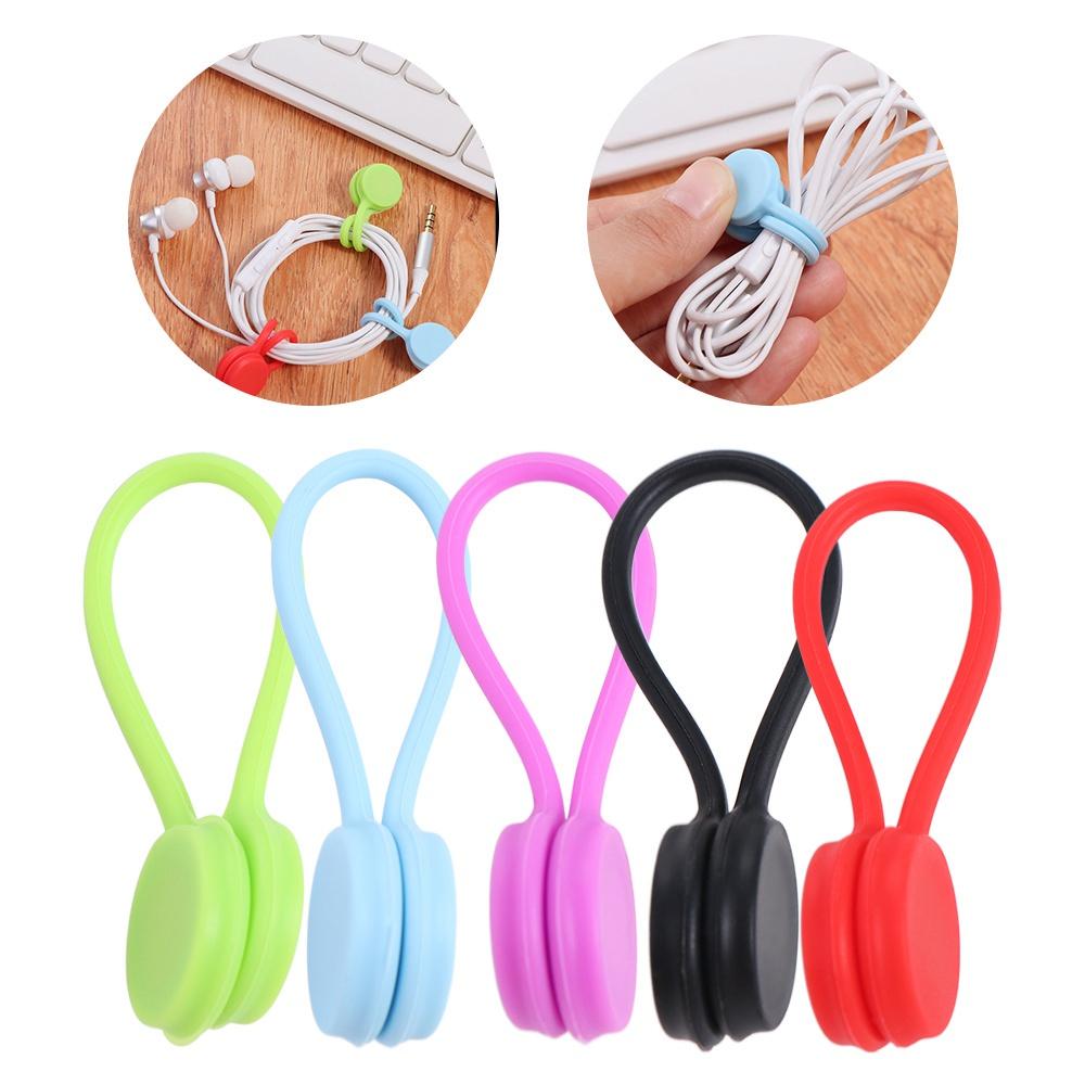 5PCS Magnetic Fabric Clips Set Silicone Cable Ties Fabric Huggers String Binding