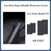 Для Tesla Model 3/Y 2024-2024 4 шт./компл. защитная крышка внутренней ручки двери автомобиля кожаный защитный чехол аксессуары для салона автомобиля