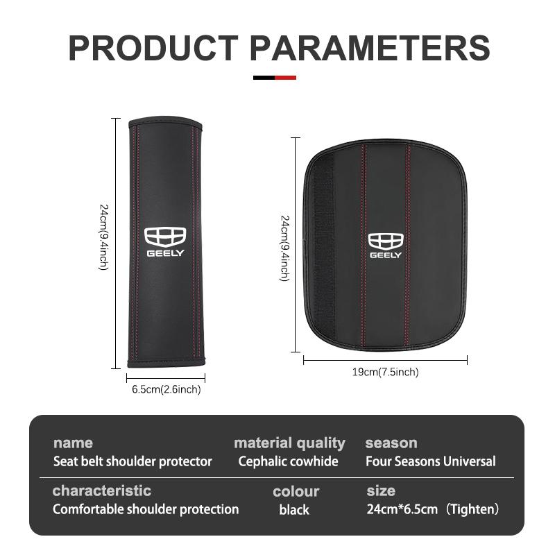 Leather Car Seat Belt Cover Shoulder Pad Interior Accessories For Geely Manjaro Coolray gx3 Geometry C Emgrand Atlas Tugella