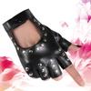 Women's Dance Half Finger Gloves Performance Short Cyberpunk Rivet Pole Dance Dew Finger Street Dance Nightclub Leather Gloves