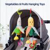 Baby Soft Plush Toys Cartoon Fruit Stroller Crib Hanging Rattle Toys Banana Corn Sensory Toy Development Toy for Toddler & Newborn