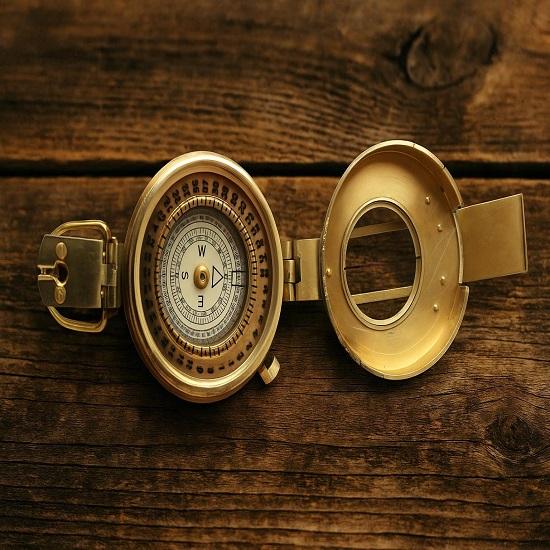 Marine Brass Compass Handmade  Pocket Antique Maritime Sailor Ship Instrument Educational Compass 6.35 cm