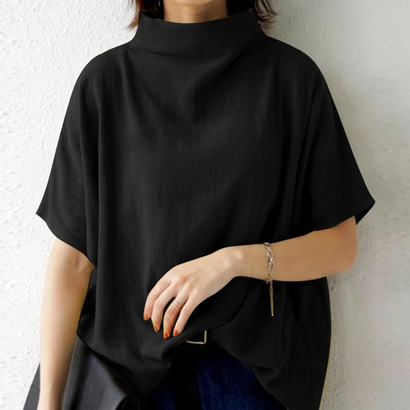 ZANZEA Женская повседневная летняя блузка с воротником и коротким рукавом