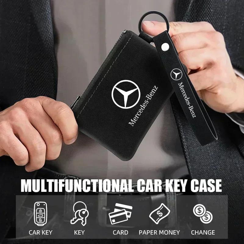 Leather Men's Key Card Bag High-quality Multi-function Key Box for Mercedes Benz C180 C200 C260 C300 W108 W124 W126 W140 W168 CJKLM1