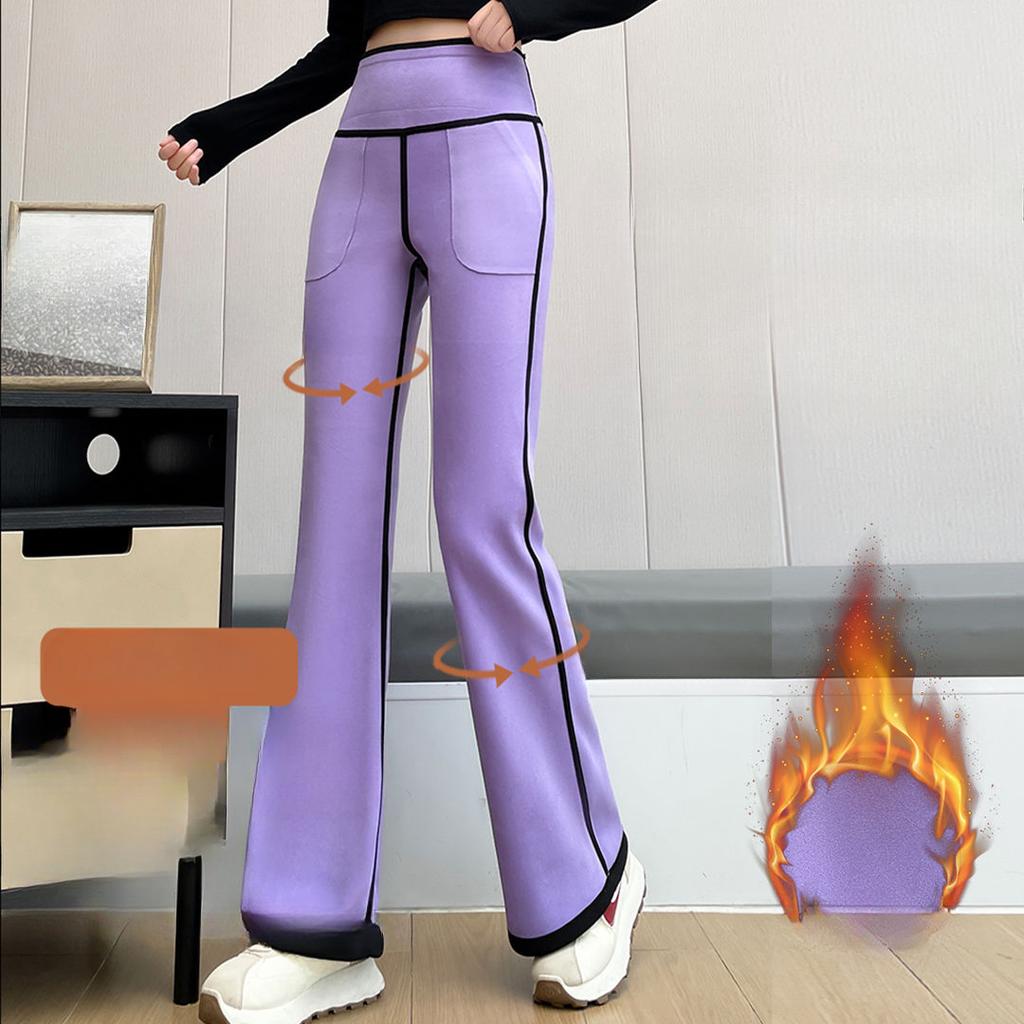 Thick Winter Pants for Women with Fleece Lining, High Waist Warm  Flare Leg Design