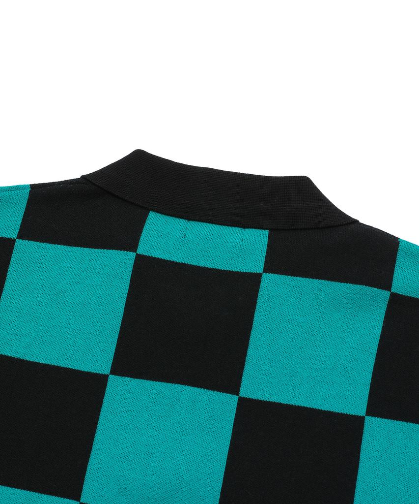 BEENTRILL Short Sleeve Classic Checkerboard Comfort Fit Knit (Teal)