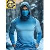 Mens Long Sleeve UPF 50 Quick Dry Hooded Rash Guard Surfing Diving Fishing Outdoor Sports