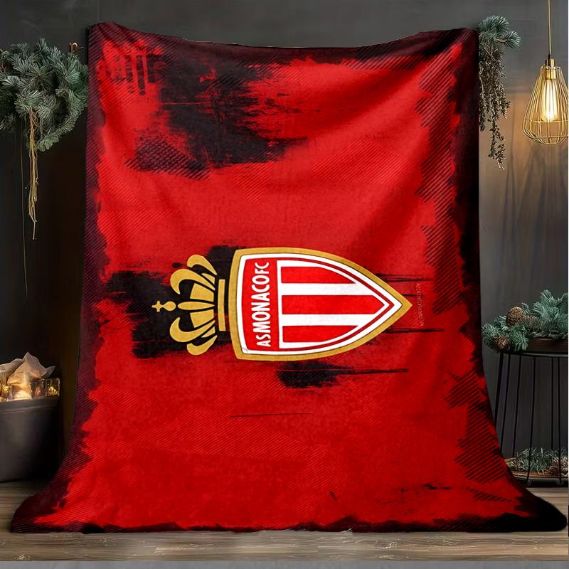 1PC Monaco Football club Printed Soft Flannel Blanket Throw for Adult Bedroom Living Room Sofa Camping Travel Fan gifts Christmas Gifts