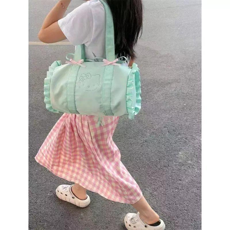 Летняя повседневная сумка-тоут мятно-зеленого цвета с бантом - Легкая и универсальная, большой вместимости