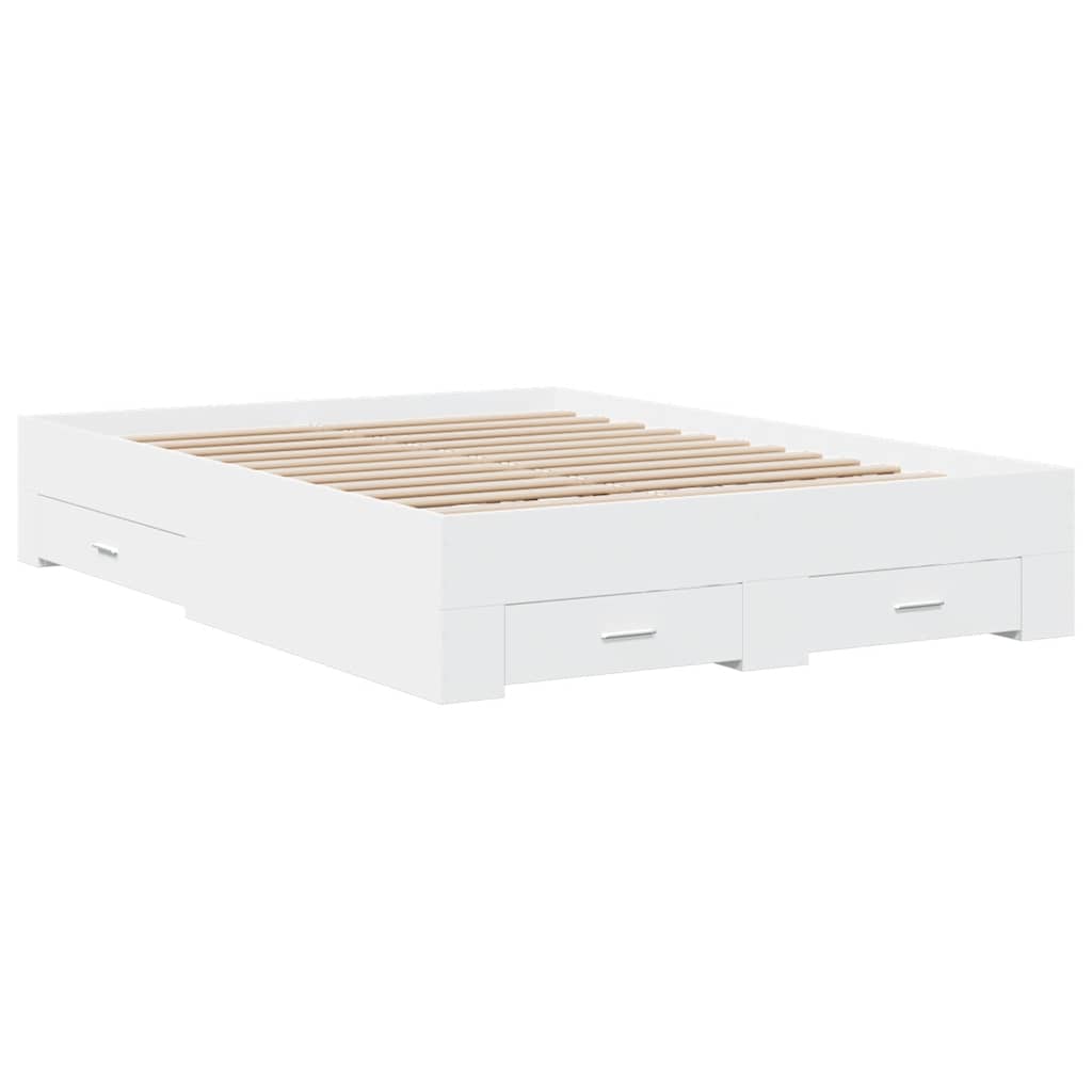 vidaXL Bettgestell mit Schubladen Weiß 140x190 cm Holzwerkstoff