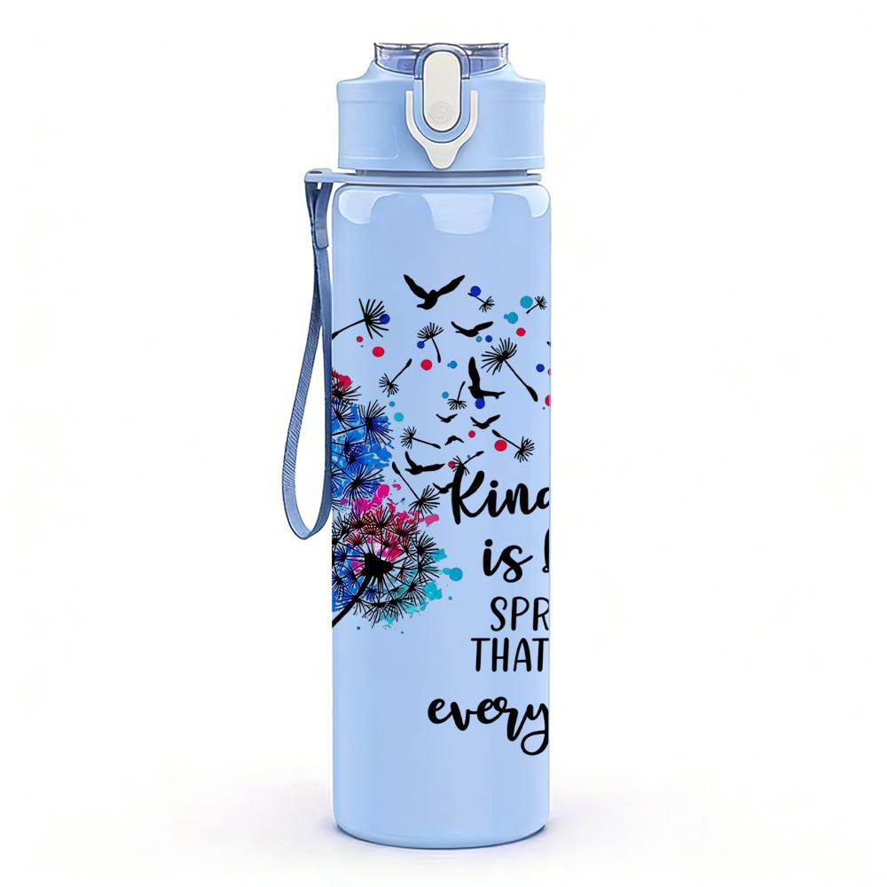 1PC Butterfly Kindness Quote Graphic,750ml Color Plastic Sports Water Bottle,Leakproof Flip Straw Lid,Suitable for Sports Office Home Use