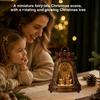LED Lighted Village Scene Christmas Infinity Bell Ornament, Vintage Glowing Rotating Snow Decor Tree with Angel Wreath Heart, Tabletop Holiday