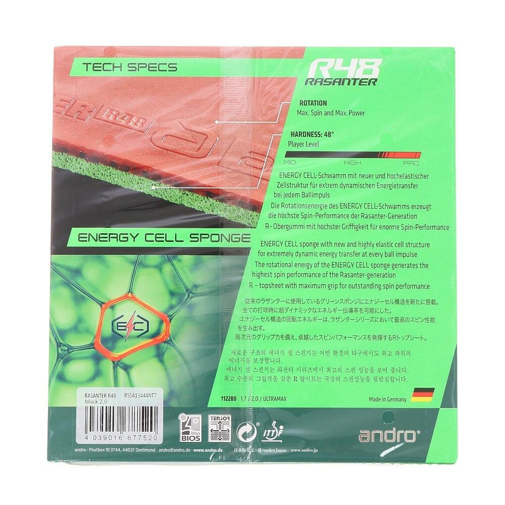 Andro Japan Накладка для настольного тенниса накладка мягкая Lazanta R48 Черная 112280 (Андро) Размер/2.0