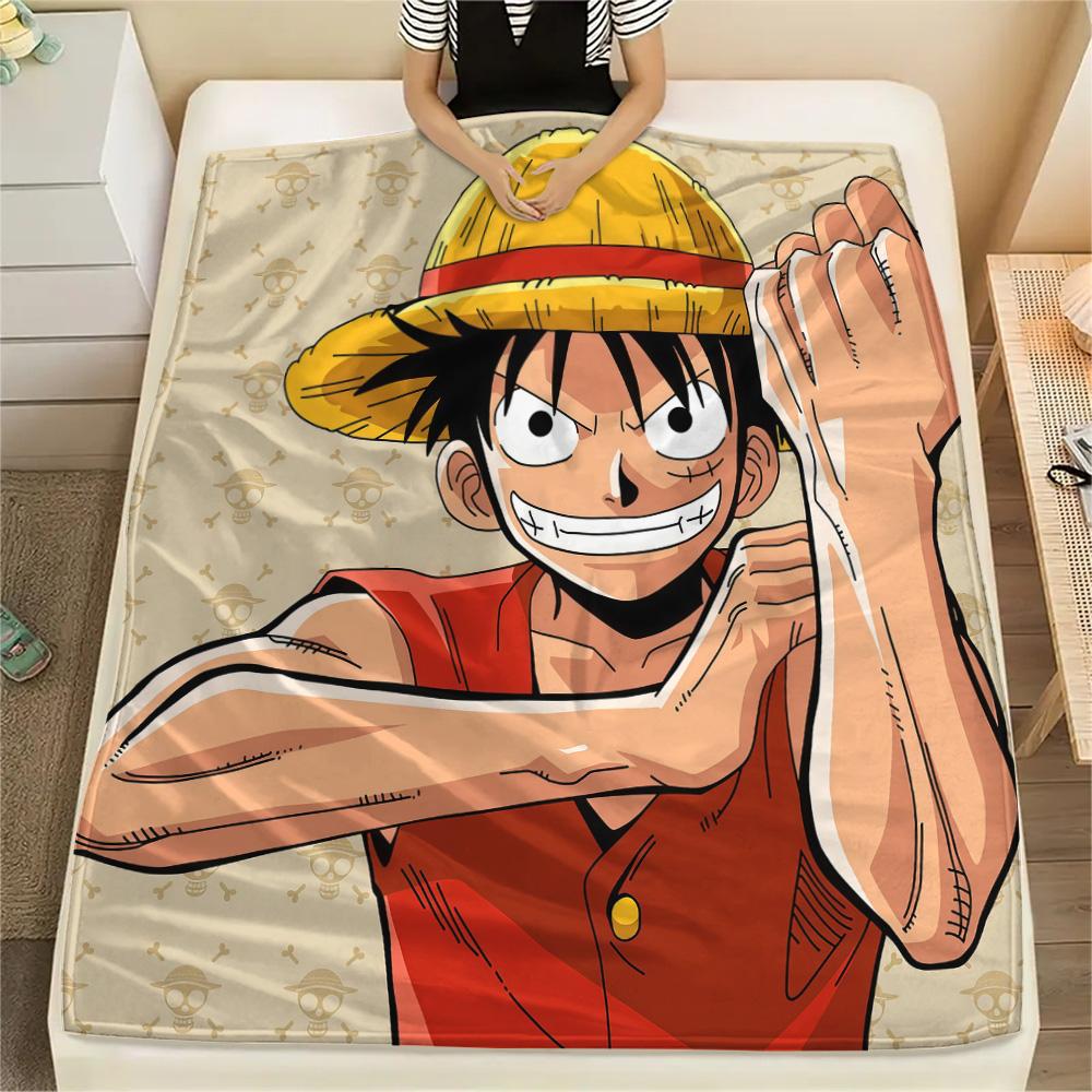 1PC One Piece Monkey D Luffy Patterned Flannel Blanket Suitable For All Seasons For Home Decor Warmth And Comfort Gifts Holiday Present