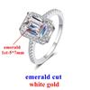 Женское кольцо с изумрудом 1 карат, муассанитом, бриллиантом D-цвета, сияющее, S925 Sterling Sliver, 18-каратное белое золото, кольца, ювелирные украшения для женщин