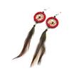 [M8019] - Дизайнерские серьги "Шайены" красно-коричневые (Ловец снов)