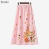 Women Casual Elastic Waist Loose Summer Floral Skirts