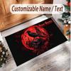Skull Gothic Theme Soft Crystal Velvet Rug Custom Name & Text Print Non Slip Floor Rug for Bedroom Living Room