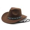 Западная ковбойская шляпа Осень и зима Шерстяная цилиндр Шляпа джаз из фетра с большими полями 10 цветов, Ветрозащитная веревка