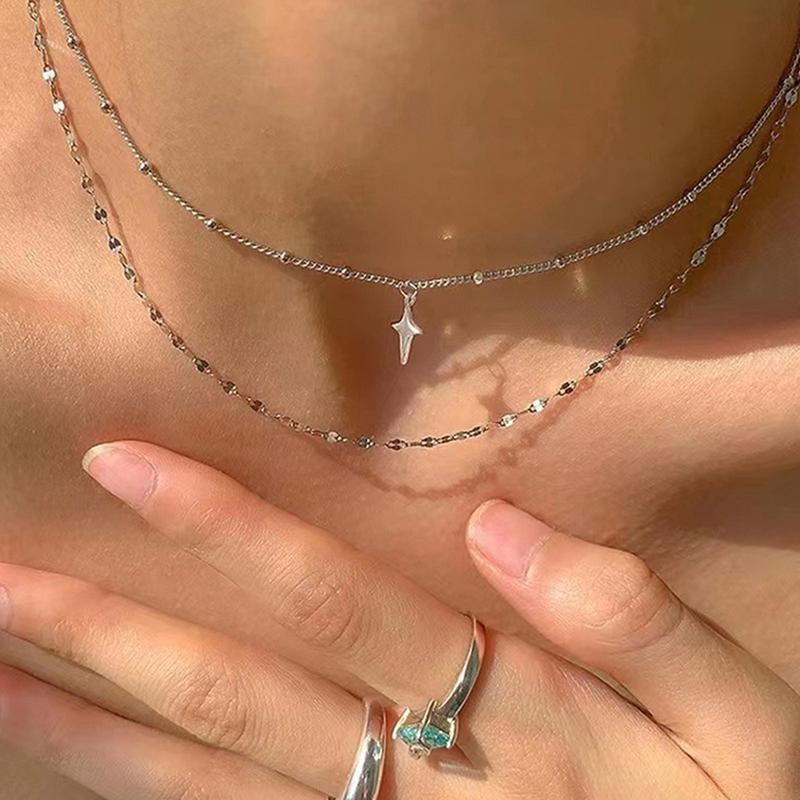 Женское ожерелье с подвеской в виде креста в стиле бохо, двухслойное ожерелье для женщин и девочек