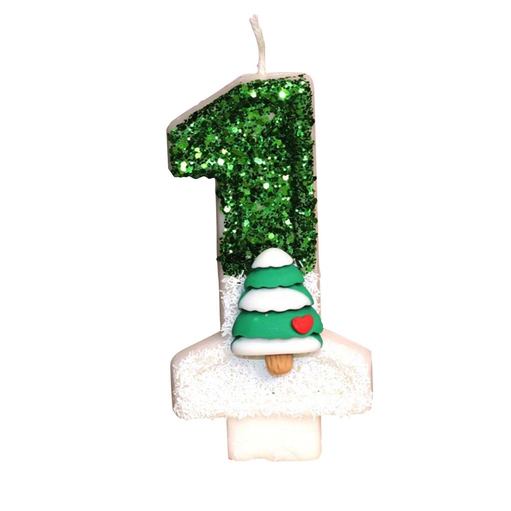 3D Number Cake Decorating Candle Green Glitter Birthday Candles Digital Candle Cake Topper Birthday Party Anniversary Cake Decor