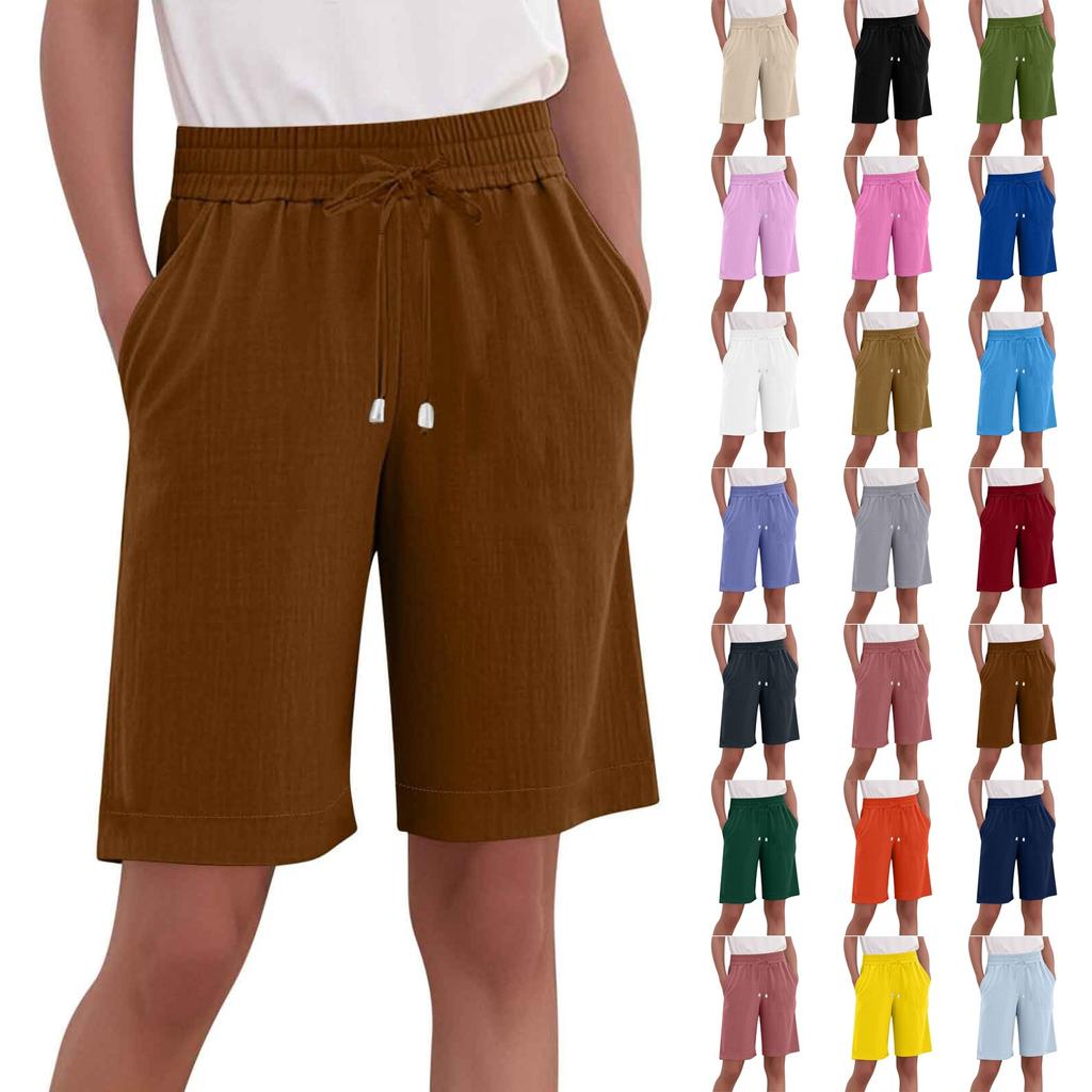 Женские повседневные летние эластичные пляжные шорты однотонные повседневные шорты
