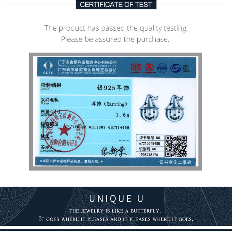 BAMOER стерлингового серебра 925 пробы Хэллоуин тыква смайлик шляпы серьги для женщин ювелирные изделия