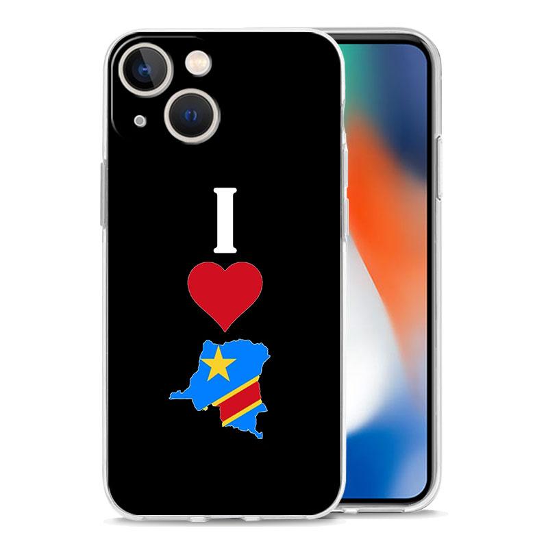 Флаг Конго Роскошный прозрачный чехол для телефона для iPhone 15 14 13 12 mini 11 Pro Max XS X XR SE 7 8 Plus Силиконовый прозрачный чехол