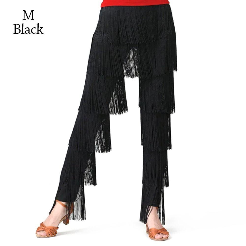 Брюки для латинских танцев с кисточками, блестящие брюки для выступлений, женские брюки для бальных танцев