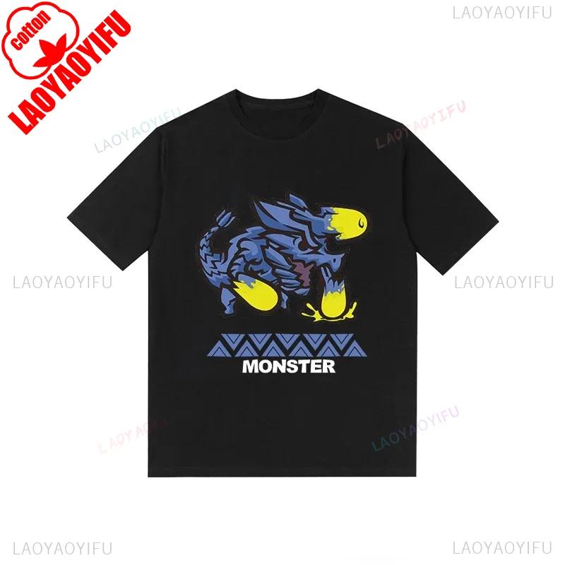 Футболка Monster Hunter Смешная для фанатов игры Мультяшные Топы Хлопок Корейский Стиль Короткий Рукав Повседневная Хипстер Уличная Одежда Мужские Футболки