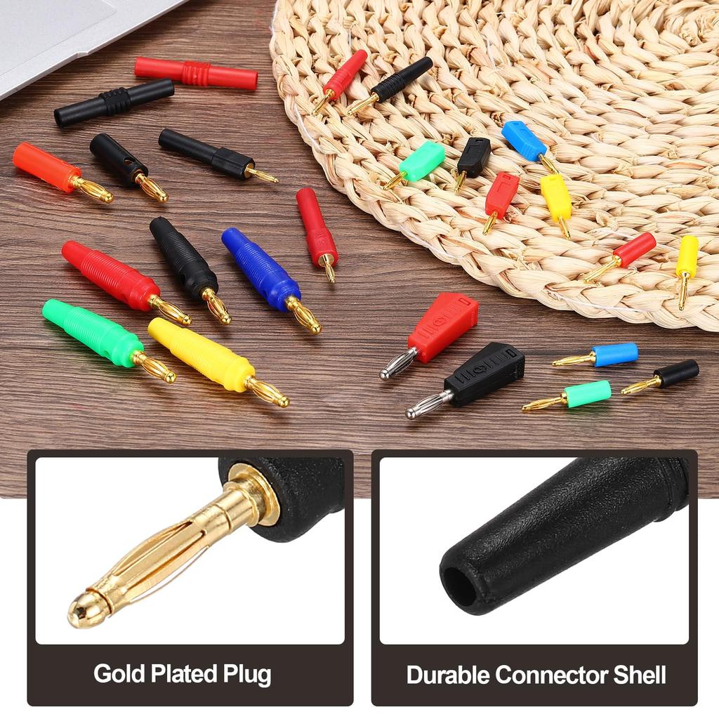 uxcell 20pcs 2mm Banana Plugs 10A Speaker Wire Cable Plug Connectors Banana Jack Connectors for Speaker Wire Audio Cables Black Red
