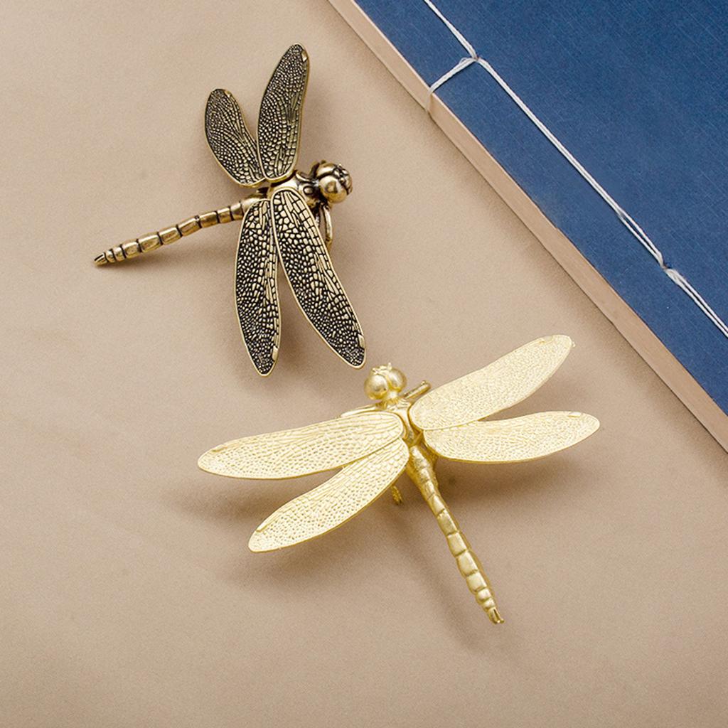 Miniature Dragonfly Sculpture Solid Adorable Home Decor Brass Dragonfly Ornament for Bedroom Teahouse Shelf Office Tabletop