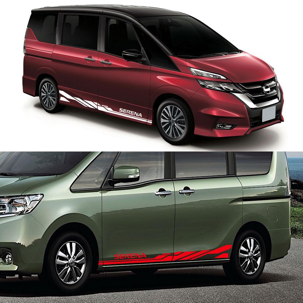 2 шт., наклейки на боковые двери автомобиля для Nissan Serena C23 C24 C25 C26 C27, аксессуары, тюнинг, длинные полосы, графика, винил