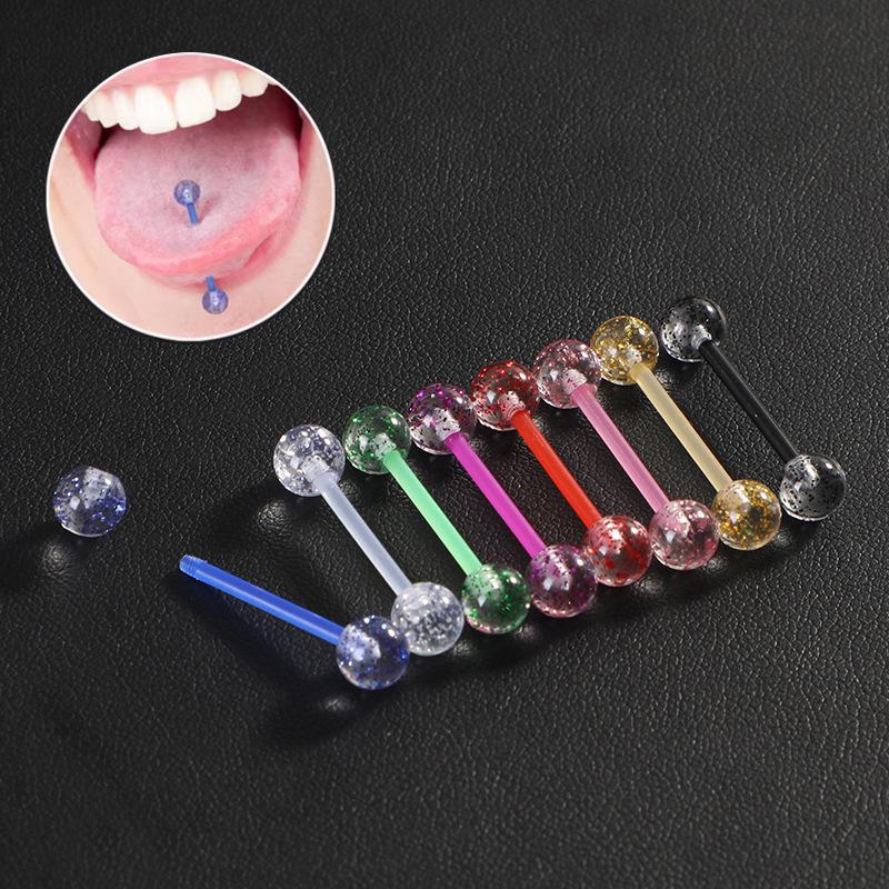 Bendable Acrylic Glitter Tongue & Nipple Piercing Jewelry
