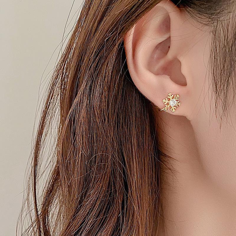 Клипсы для ушей «Снежинка» из серебра 925 пробы Banyan Tree для женщин - Простые корейские осенне-зимние серьги