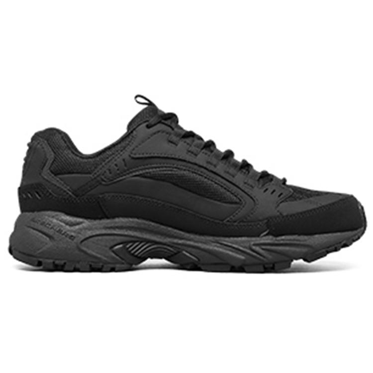 Skechers Текстиль Stamina, Синтетическая кожа, Замша (расщепленная коровья кожа) Низкие кроссовки на массивной подошве Мужские Полностью черные 51286-BBK