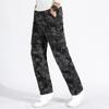 Камуфляжные хлопковые рабочие брюки, мужские рабочие брюки большого размера, мужские эластичные потертые повседневные брюки, мужские