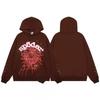Sp5der Letter Print Hooded Sweatshirt Unisex Oversized Cotton Pullover Fall Casual Wear