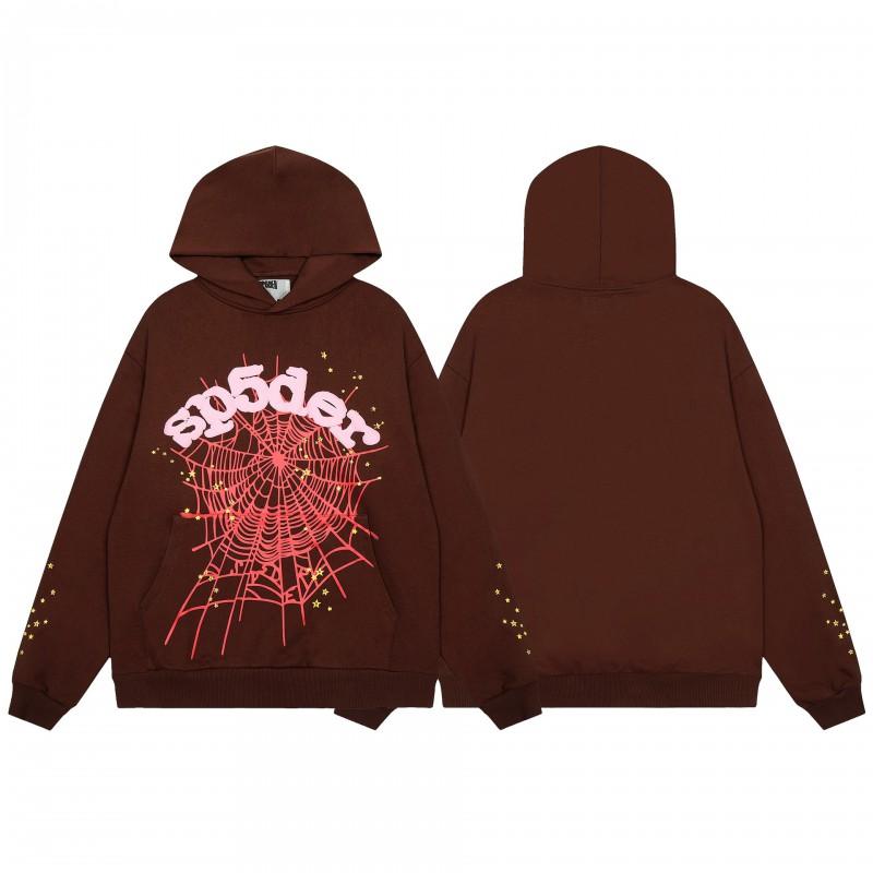 Sp5der Letter Print Hooded Sweatshirt Unisex Oversized Cotton Pullover Fall Casual Wear