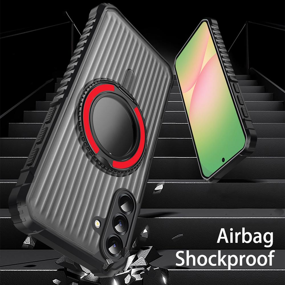 KEYSION 360° Rotating Ring Stand Case for Samsung Galaxy A56 5G A36 A26 A16 4G Matte Transparent Magnetic Shockproof Phone Cover